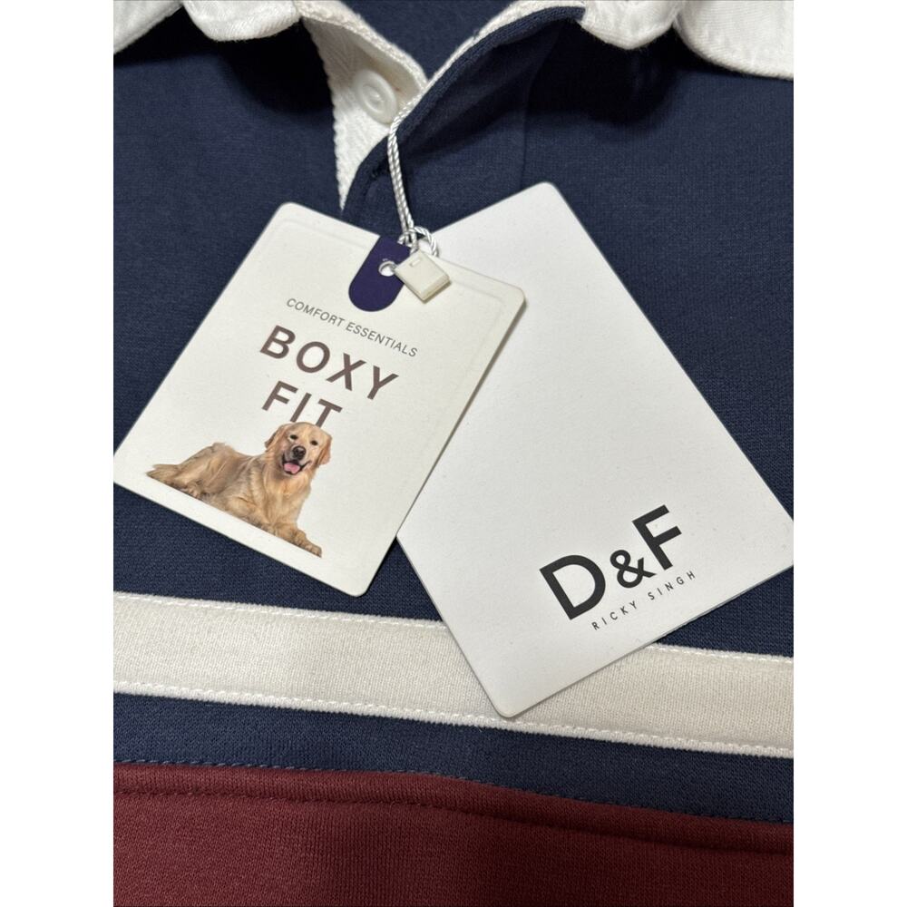 D&F Ricky Singh Mens Multicolor Long Sleeve Boxy Fit Rugby Size Small - Picture 10 of 13